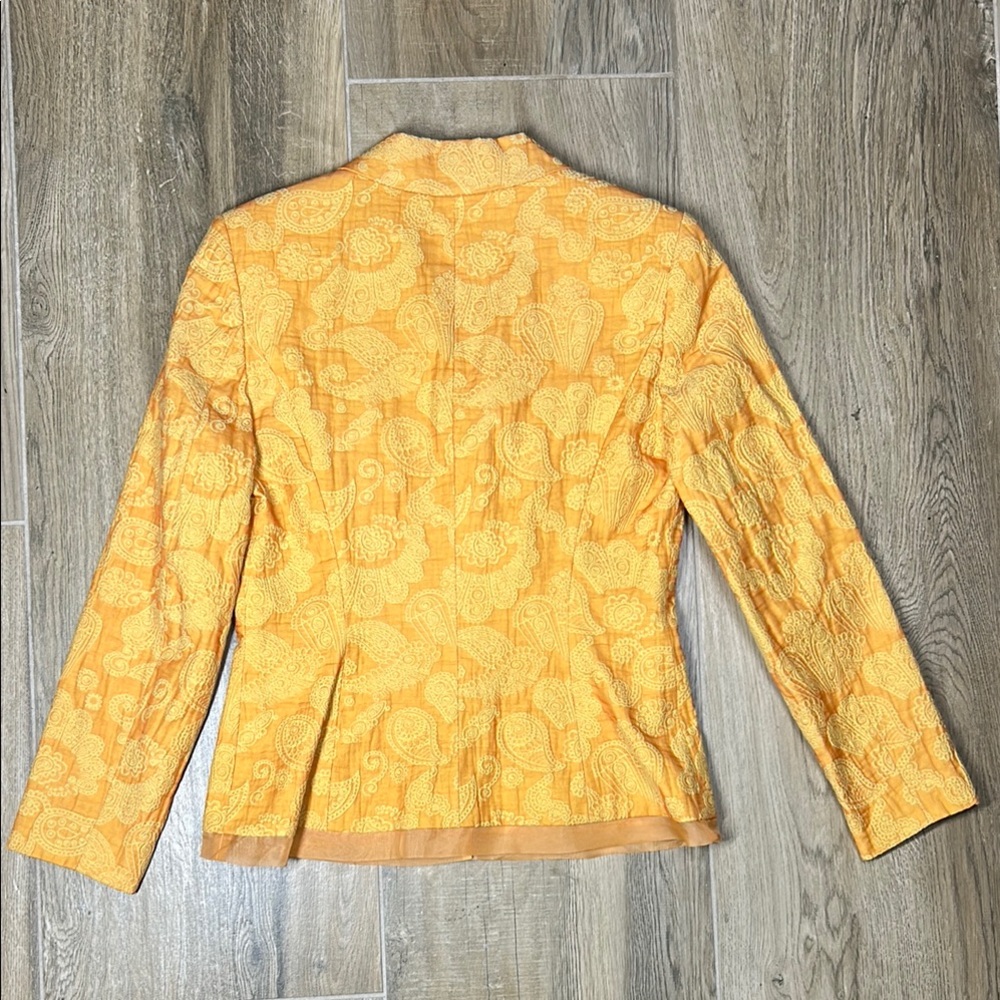 Bergamo by EBI Sheer Peach/Yellow/Orange Brocade Blazer Size‎ 4 - Picture 5 of 16